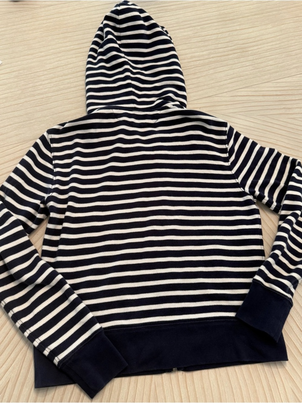 Ralph Lauren Navy and White Striped Zip-Up Hoodie with Red Pony - Picture 8 of 8
